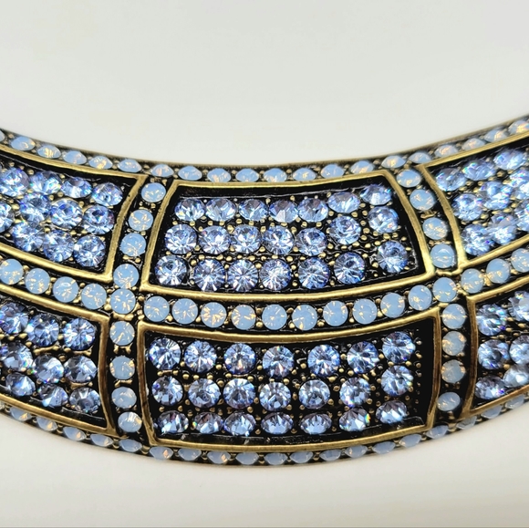 Heidi Daus Vintage Periwinkle Swarovski Crystal Art Deco Bib Statement Necklace - Picture 9 of 12